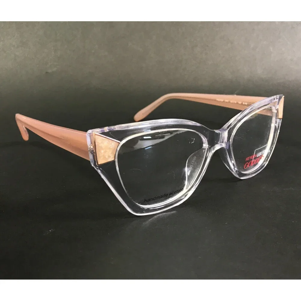 Fit For A Goddess Eyeglasses Frames FGO009 CRY Crystal Pink Cat Eye 55-18-150
